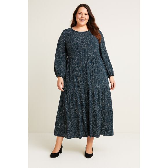 Boden Blue Floral Maxi Dress | Long Sleeve Tiered Prairie Maxi Plus 16/18R - Picture 1 of 12